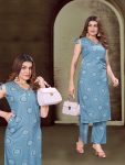 Dusty Blue Floral Printed Cord Set