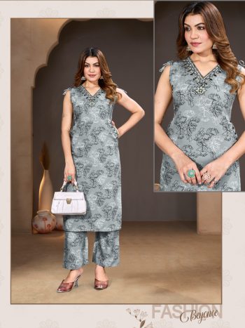 Sage Green Floral Printed Cord Set